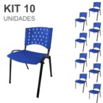 Kit 10 Cadeiras Plásticas 04 pés – COR AZUL – 24003 Móveis Única Plástica 6