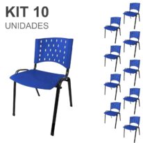 Kit 10 Cadeiras Plásticas 04 pés – COR AZUL – 24003 Móveis Única Plástica