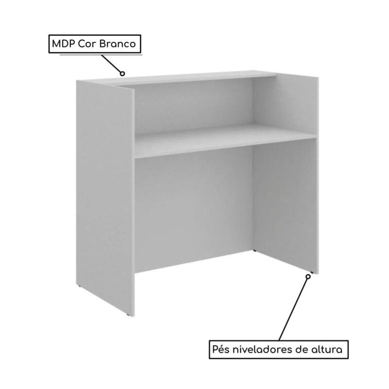 Balcão de Atendimento 0,90×0,60m – S/ Gavetas Cor Branco – 63095 Móveis Única Linha 15 mm 3