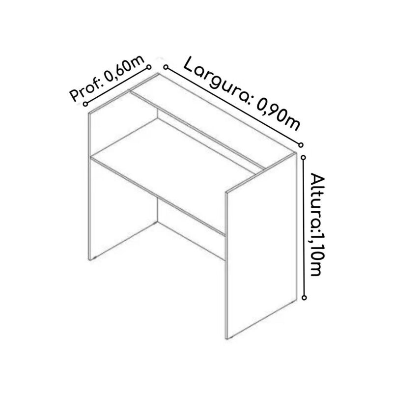 Balcão de Atendimento 0,90×0,60m – S/ Gavetas Cor Branco – 63095 Móveis Única Linha 15 mm 4