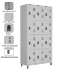 Roupeiro LOCKER de Aço c/ 12 Portas PEQUENAS – 1,90×0,96×0,40m – CZ/CZ – W3 – 11018 Móveis Única Roupeiro de Aço 6