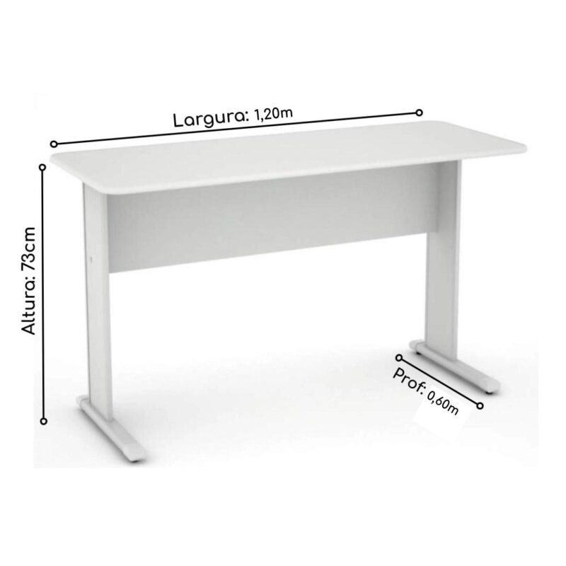 Mesa Escritório 1,20×0,60m – c/ Gavetas CINZA/CINZA – 43084 Móveis Única Linha 15 mm 5