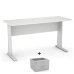 Mesa Escritório 1,20×0,60m – c/ Gavetas CINZA/CINZA – 43084 Móveis Única Linha 15 mm 6