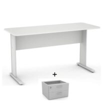 Mesa Escritório 1,20×0,60m – c/ Gavetas CINZA/CINZA – 43084 Móveis Única Linha 15 mm