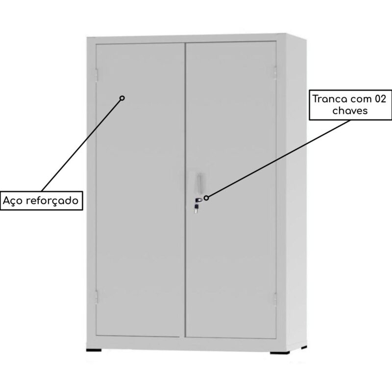 Armário de Aço com 02 Portas – PA 120 #22 (Reforçado) – NOBRE – 12105 Móveis Única Armário de Aço 6