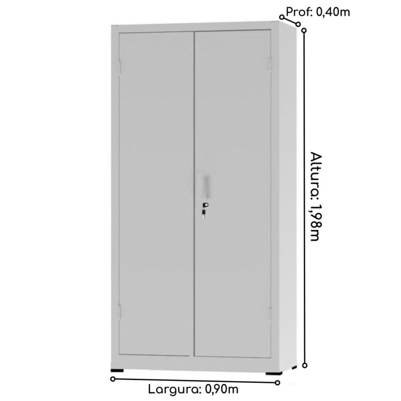 Armário de Aço PA 90 #26 1,98×0,90×0,40m – CZ/CZ – NOBRE – 12130 Móveis Única Armário de Aço 3