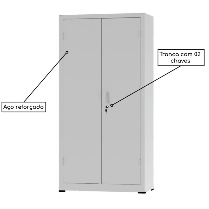 Armário de Aço PA 90 #22 1,98×0,90×0,40m (Reforçado) – CZ/CZ – NOBRE – 12119 Móveis Única Armário de Aço 3