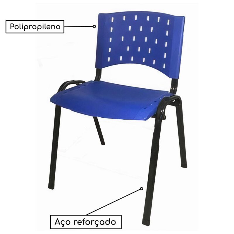 Cadeira Plástica 04 Pés – AZUL – (Polipropileno) – 31205 Móveis Única Plástica 5