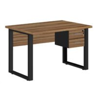 Mesa Escritório PÉ QUADRO – 1,20×0,60m – C/ Gavetas – NOGAL SEVILHA/PRETO – 24471 Móveis Única Linha 40 mm