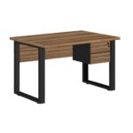 Mesa Escritório PÉ QUADRO 1,50×0,60m – C/ Gavetas – NOGAL SEVILHA/PRETO – 24473 Móveis Única Linha 40 mm 7