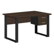 Mesa Escritório PÉ QUADRO 1,50×0,60m – C/ Gavetas – MARSALA/PRETO – 25473 Móveis Única Linha 30 mm