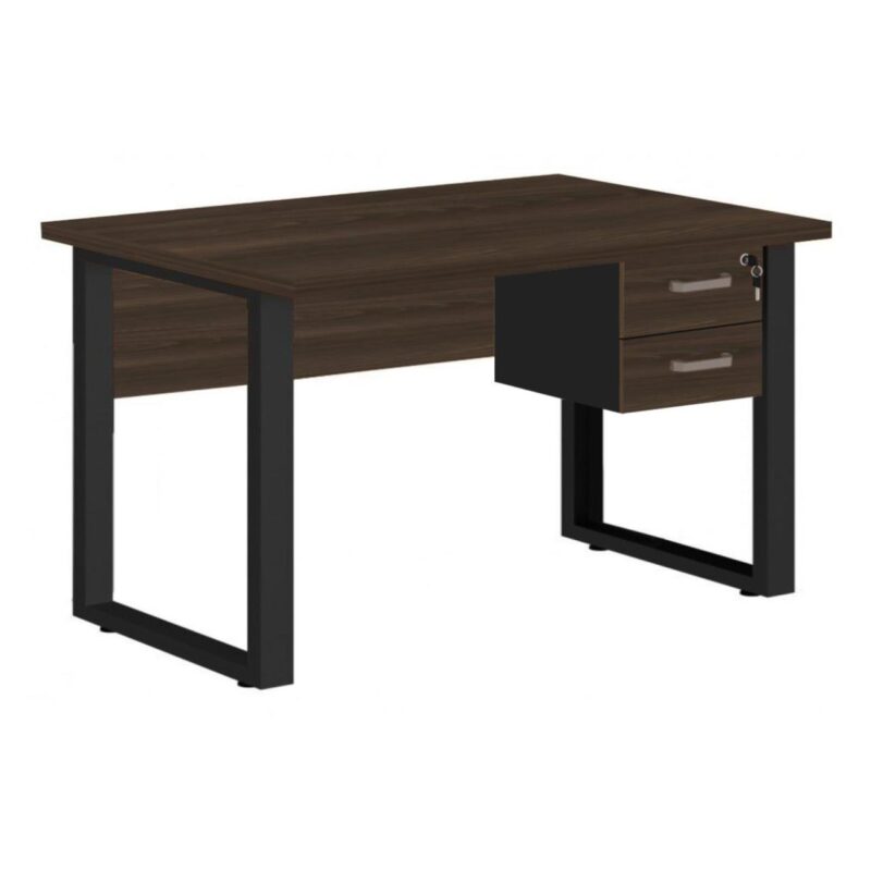 Mesa Escritório PÉ QUADRO 1,50×0,60m – C/ Gavetas – MARSALA/PRETO – 25473 Móveis Única Linha 30 mm 2