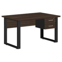 Mesa Escritório PÉ QUADRO 1,70×0,70m – C/ Gavetas – MARSALA/PRETO – 25475 Móveis Única Linha 30 mm