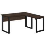 Mesa em L com PÉ QUADRO (Mesa 1,70m + Mesa Auxiliar) – S/ Gavetas MARSALA/PRETO – 25478 Móveis Única Linha 30 mm 6