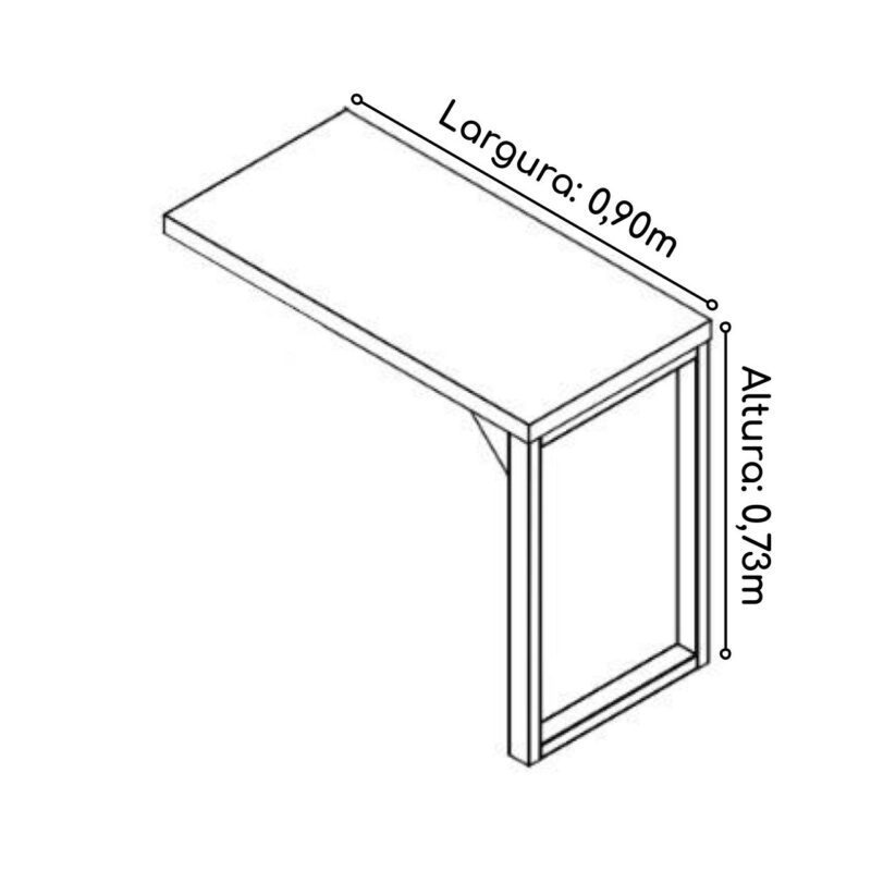 Mesa AUXILIAR SIMPLES PÉ QUADRO 0,90m NOGAL SEVILHA / PRETO – 24419 Móveis Única Linha 40 mm 4