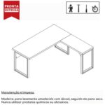 Mesa em L PÉ QUADRO (Mesa 1,70m + Mesa Auxiliar) – S/ Gavetas NOGAL SEVILHA/PRETO – 24478 Móveis Única Linha 40 mm 7