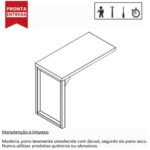 Mesa em L PÉ QUADRO (Mesa 1,70m + Mesa Auxiliar) – S/ Gavetas NOGAL SEVILHA/PRETO – 24478 Móveis Única Linha 40 mm 8