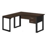 Mesa em L com PÉ QUADRO – (Mesa 1,70m + Mesa Auxiliar) – C/ Gavetas MARSALA/PRETO – 25479 Móveis Única Linha 30 mm 8