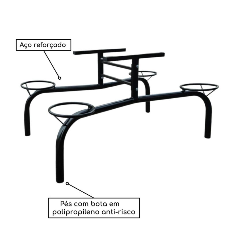 Mesa para Refeitório Fixo 04 Lugares MDP BRANCO DE 25 MM 50052 Móveis Única Fixo 6