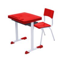 Kit Escolar Individual – (Mesa e Cadeira) – INFANTIL 03 a 06 Anos COR VERMELHO – 41090 Móveis Única Conjunto Escolar