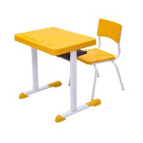 Kit Escolar Individual – (Mesa e Cadeira) – INFANTIL 03 a 06 Anos COR AMARELO – 41087 Móveis Única Infantil