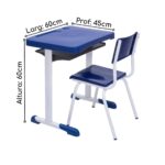 Kit Escolar Individual AZUL – (Mesa e Cadeira) – INFANTIL 03 a 06 Anos 41089 Móveis Única Infantil 9