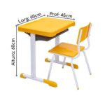 Kit Escolar Individual – (Mesa e Cadeira) – INFANTIL 03 a 06 Anos COR AMARELO – 41087 Móveis Única Infantil 8