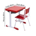 Kit Escolar Individual – (Mesa e Cadeira) – INFANTIL 03 a 06 Anos COR VERMELHO – 41090 Móveis Única Conjunto Escolar 8