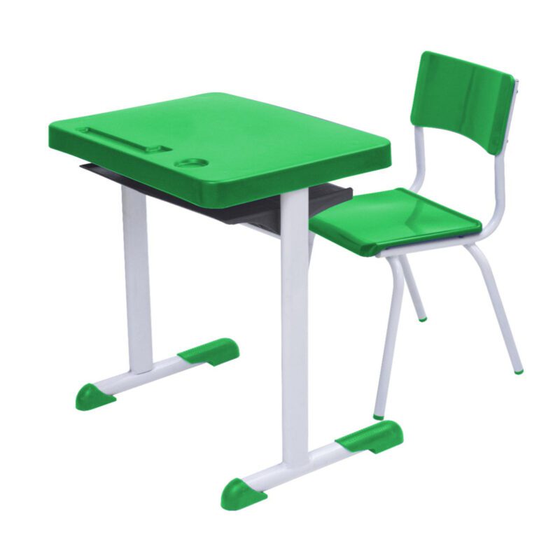 Kit Escolar Individual VERDE – (Mesa e Cadeira) – JUVENIL 06 a 09 Anos COR VERDE – 41084 Móveis Única Conjunto Escolar 2