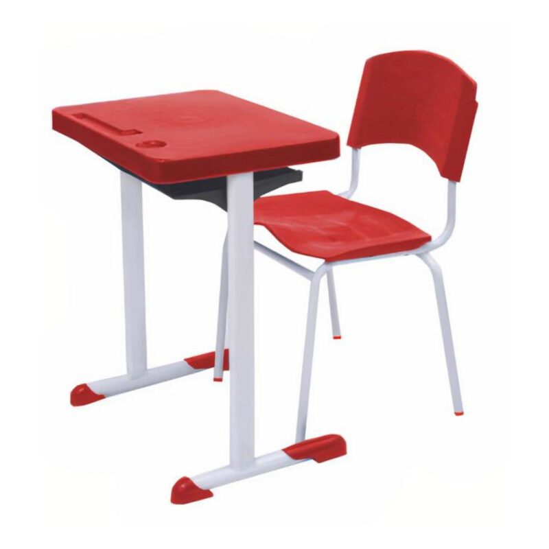 Kit Escolar Individual VERMELHO – (Mesa e Cadeira) – ADULTO – – COR VERMELHO – 40082 Móveis Única Conjunto Escolar 2