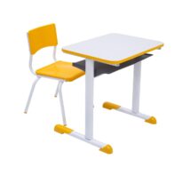 Kit Escolar Individual AMARELO – (Mesa e Cadeira) – INFANTIL – MDF – COR AMARELO – 40088 Móveis Única Infantil