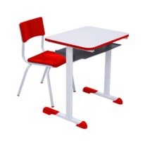 Kit Escolar Individual VERMELHO – (Mesa e Cadeira) – INFANTIL – MADEIRA – COR VERMELHO – 40086 Móveis Única Conjunto Escolar