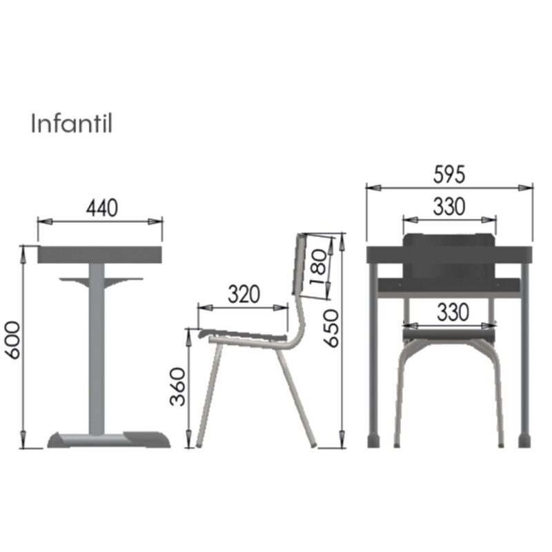 Kit Escolar Individual AZUL – (Mesa e Cadeira) – INFANTIL – MADEIRA – COR AZUL – 40085 Móveis Única Infantil 5