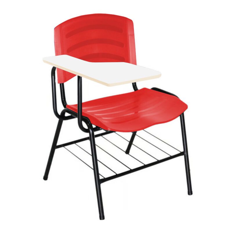 Cadeira Universitária Plástica com Prancheta MDF – COR VERMELHO 34017 Móveis Única Carteira Escolar 2