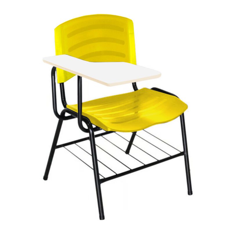 Cadeira Universitária Plástica com Prancheta MDF – COR AMARELO 34019 Móveis Única Carteira Escolar 2