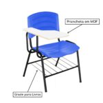 Cadeira Universitária Plástica Prancheta MDF – COR AZUL 34016 Móveis Única Carteira Escolar 6