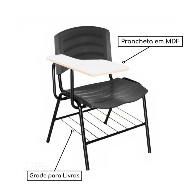 Cadeira Universitária Plástica Prancheta MDF – COR PRETO 34015 Móveis Única Carteira Escolar 3