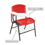 Cadeira Universitária Plástica com Prancheta MDF – COR VERMELHO 34017 Móveis Única Carteira Escolar 6