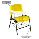 Cadeira Universitária Plástica com Prancheta MDF – COR AMARELO 34019 Móveis Única Carteira Escolar 7