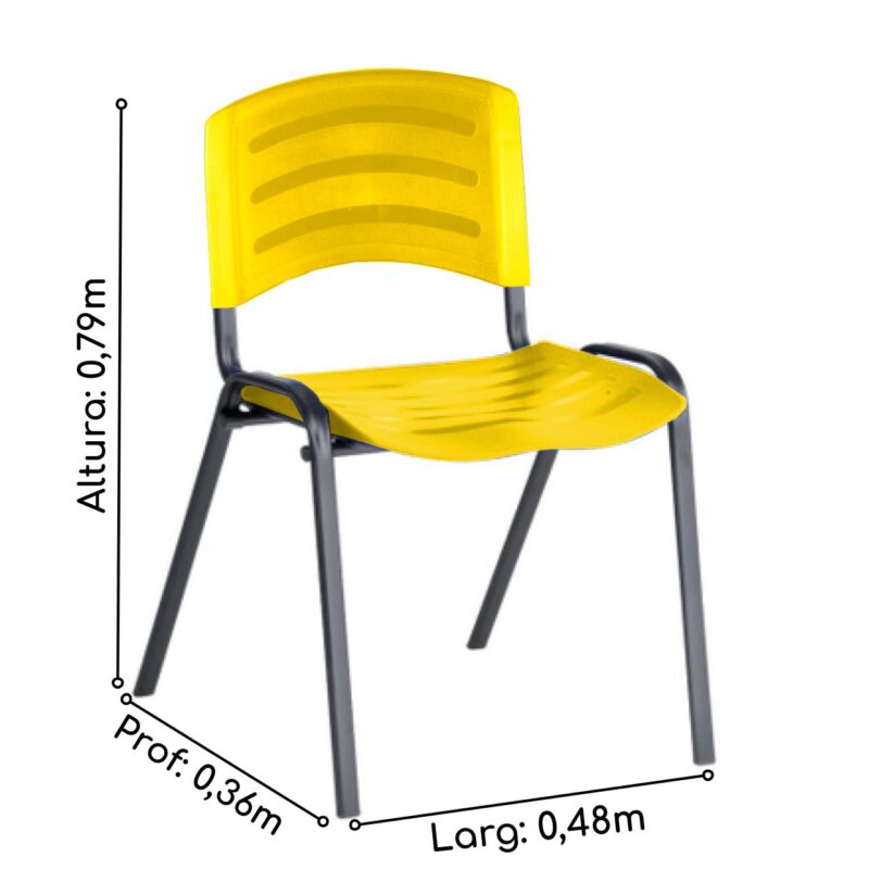 Cadeira Fixa Plástica 04 pés Cor Amarelo (Polipropileno) 31209 Móveis Única Plástica 3