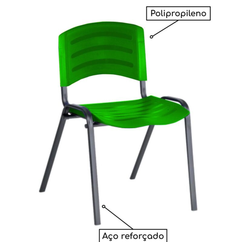 Cadeira Fixa Plástica 04 pés Cor Verde (Polipropileno) 31210 Móveis Única Plástica 3