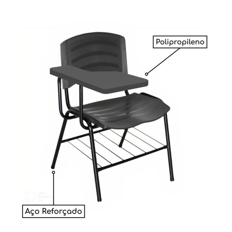 Cadeira Universitária Plástica Prancheta PLÁSTICA – COR PRETO 34020 Móveis Única Carteira Escolar 4