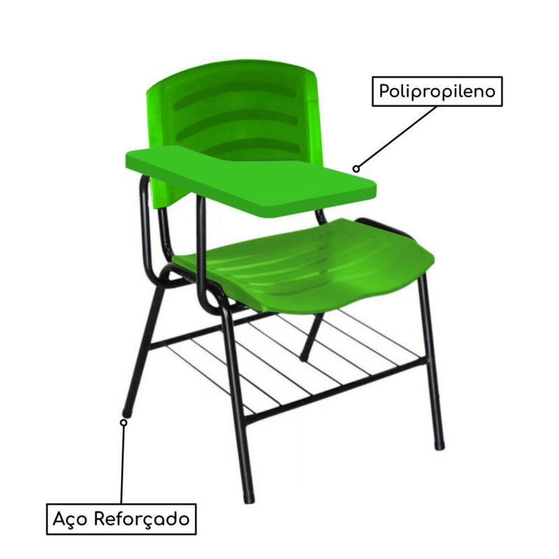 Cadeira Universitária Plástica com Prancheta PLÁSTICA – COR VERDE 34024 Móveis Única Carteira Escolar 4