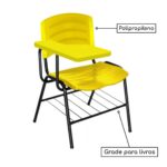 Cadeira Universitária Plástica com Prancheta PLÁSTICA – COR AMARELO 34025 Móveis Única Carteira Escolar 9