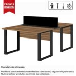 Mesa Estação de Trabalho Dupla 1,50×1,35m 02 Lugares s/ Gavetas c/ ponto de tomada PÉ QUADRO – Cor Nogal Sevilha – 63098 Móveis Única Linha 40 mm 7