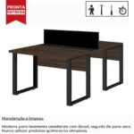 Mesa Estação de Trabalho Dupla 1,50×1,35m 2 Lugares s/ Gavetas c/ ponto de tomada PÉ QUADRO MARSALA/PRETO – 64002 Móveis Única Linha 30 mm 8