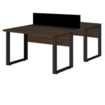 Mesa Estação de Trabalho Dupla 1,50×1,35m 2 Lugares s/ Gavetas c/ ponto de tomada PÉ QUADRO MARSALA/PRETO – 64002 Móveis Única Linha 30 mm 6