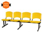 Cadeira Longarina PLASTICA 4 Lugares Cor Amarelo 33097 Móveis Única Longarinas 7