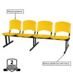 Cadeira Longarina PLASTICA 4 Lugares Cor Amarelo 33097 Móveis Única Longarinas 8