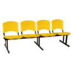 Cadeira Longarina PLASTICA 4 Lugares Cor Amarelo 33097 Móveis Única Longarinas 9